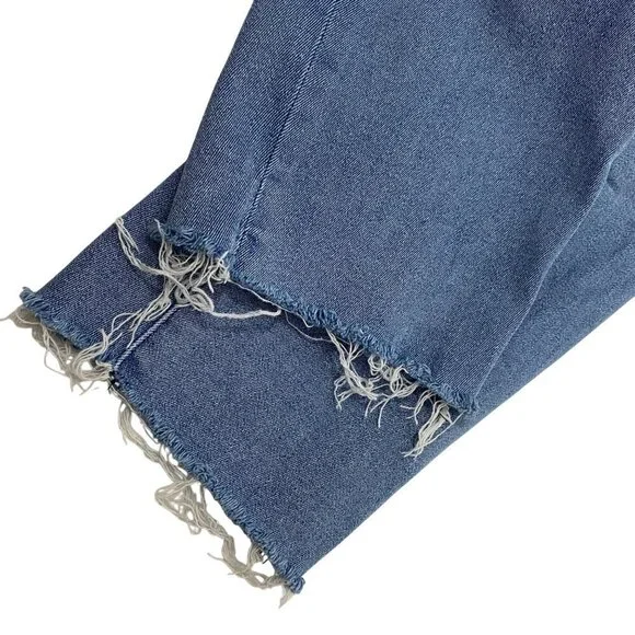 Good American Good Legs straight mid rise frayed hem & waist Sz 6 / 28 stretch - Picture 9 of 13